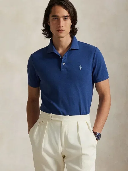 Тениска с яка Polo Ralph Lauren с изчистен дизайн бордо