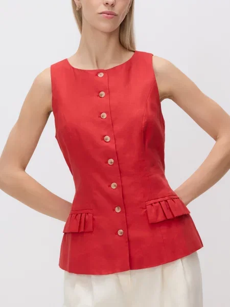 Reserved Лляна жилетка червоний