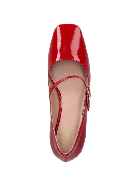 Pantofi cu toc Love Moschino cu cataramă roșu