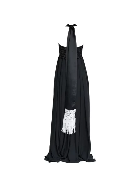 Rochie maxi Maria Mcmanus cu franjuri negru