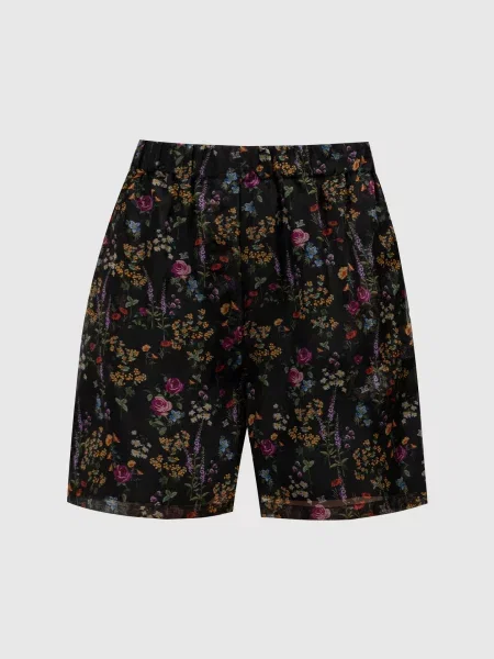 Шорти NORDICA із шовку в квітковий принт Max Mara чорні