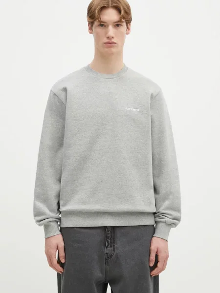 Carhartt WIP hanorac de Script Embroidery Sweat bărbați melanj gri