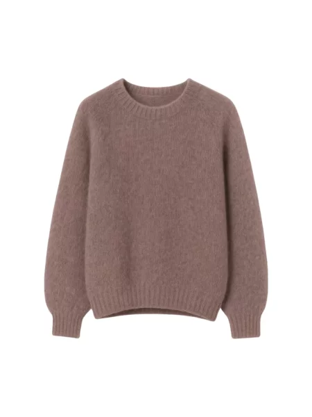 Moherowy sweter Opal Studio bezszwowy brązowy