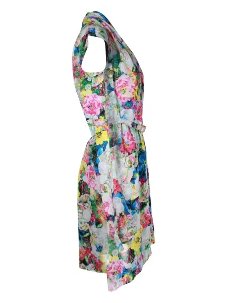 Sukienka mini Erdem w kwiatki z nadrukiem garniturowa niebieska