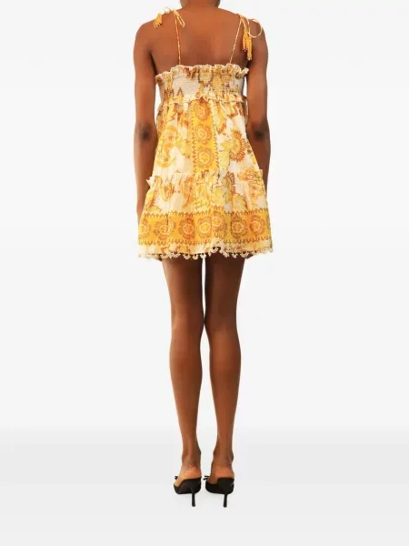 Rochie mini Farm Rio cu model floral cu imagine galben