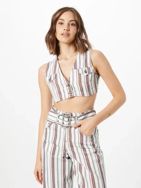 Nasty Gal Bluză crem / deschis / maro ruginiu albastru