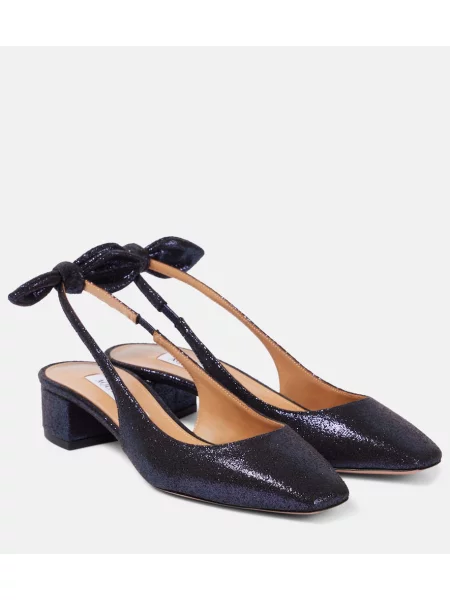 Pantofi cu toc Aquazzura cu funde slingback albastru
