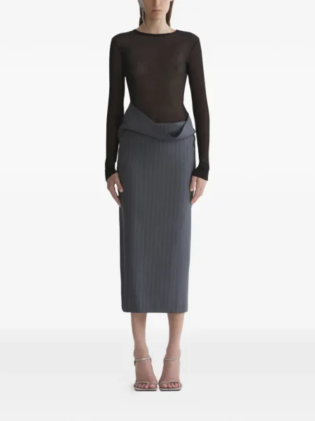 Top Mugler transparente lung negru
