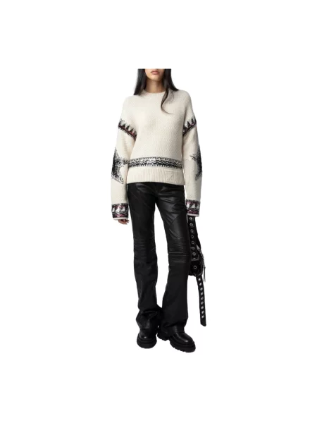Sweter Zadig & Voltaire z cekinami z kaszmiru biały