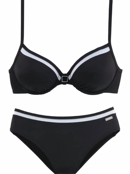 LASCANA Costum de baie două piese / negru alb