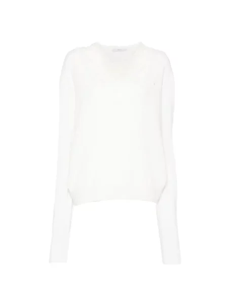 Pulover Pushbutton din dantelă alb
