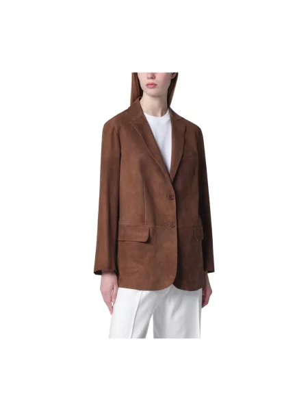 Marynarka Salvatore Santoro skórzana brązowa