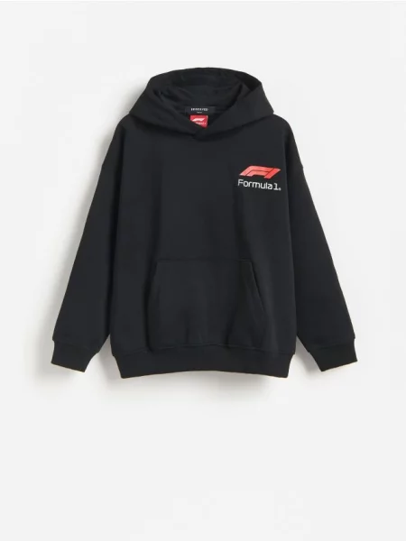 Reserved Mikina s kapucňou F1 čierna