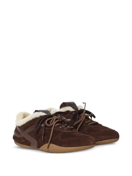 Sneakerși Miu Miu din piele de căprioară maro