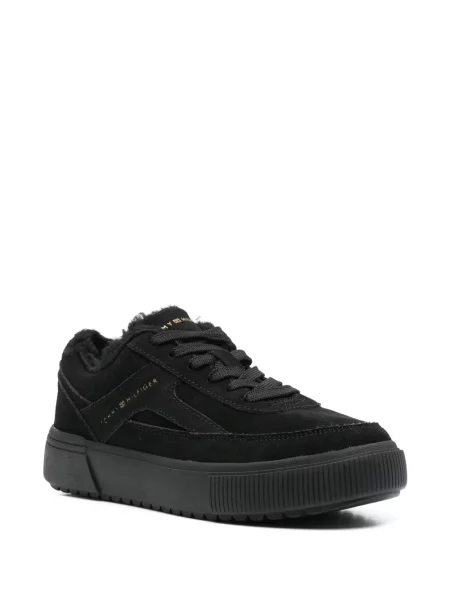 Sneakerși Tommy Hilfiger din piele de căprioară negru