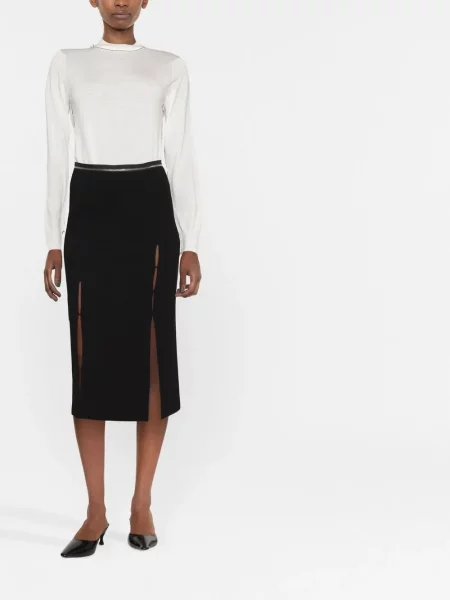 Vilnonis ilgas megztinis Maison Margiela balta