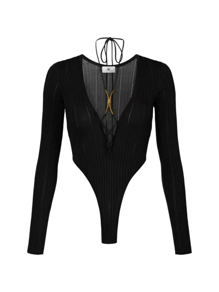 Body Elisabetta Franchi cu șireturi tricotate negru