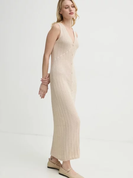 Рокля Filippa K дълга с кройка по тялото бежово