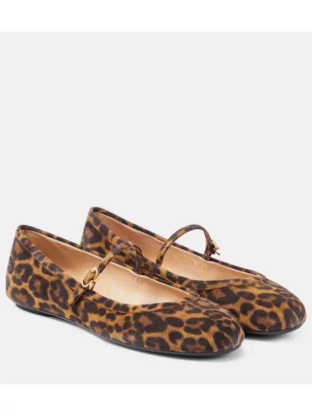 Велурени балеринки Gianvito Rossi с принт с леопардов принт