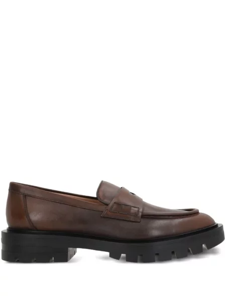 Loafersy Santoni skórzane brązowe