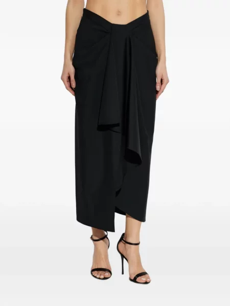 Fustă midi Givenchy drapată până la genunchi negru