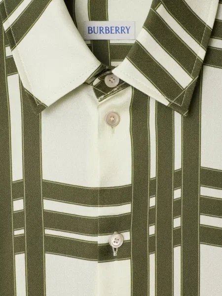 Rochie Burberry de mătase în carouri de costum alb