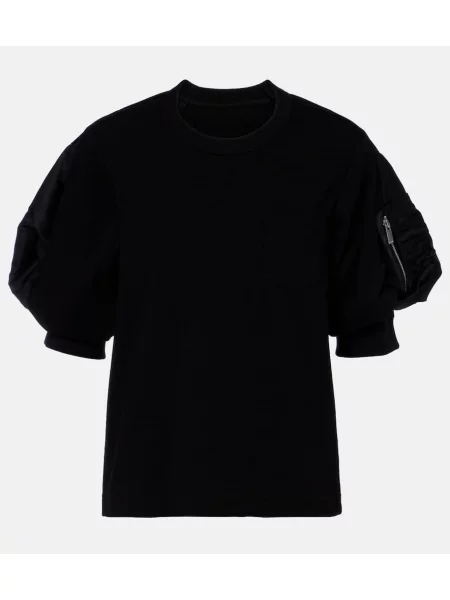 Top Sacai z dżerseju czarny