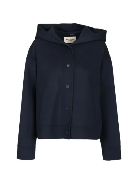 Geacă Weekend Max Mara de lână cu glugă albastru