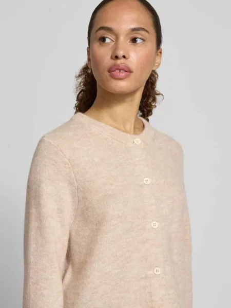 Kardigan rozpinany o kroju regular fit z mieszanki wełny z dodatkiem alpaki model LULU NEW' Selected beżowy