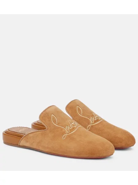 Semišové domáce papuče Christian Louboutin hnedá
