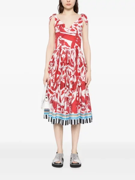 Rochie midi Stella Jean până la genunchi de costum roșu