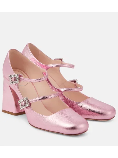 Pantofi cu toc Roger Vivier din piele roz