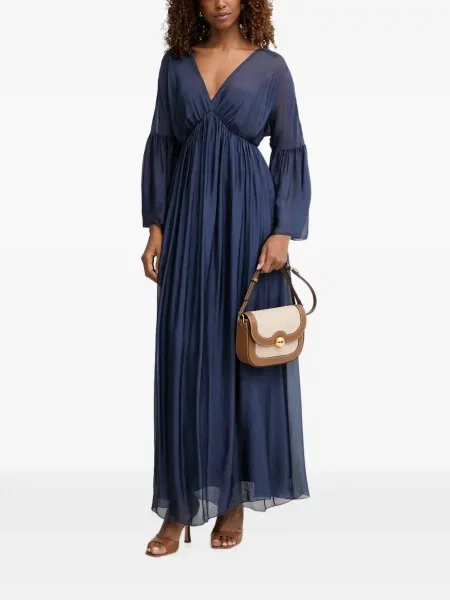 Rochie maxi Haveone cu decolteu în V albastru