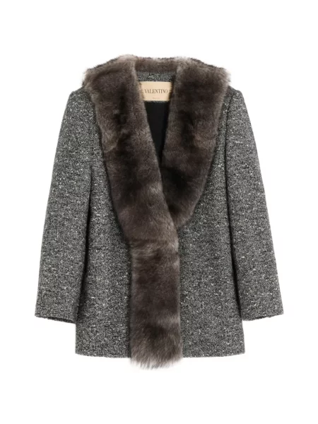 Top Valentino Garavani din piele de oaie gri