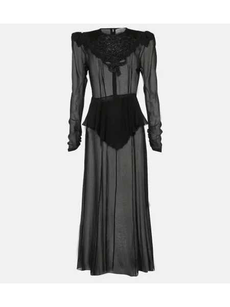 Rochie midi Alessandra Rich de mătase până la genunchi de costum negru