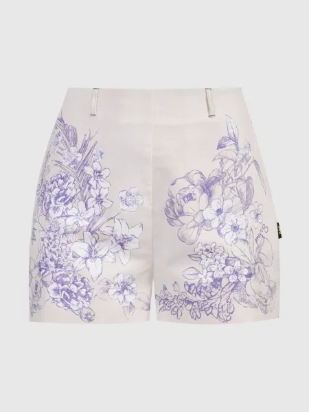 Шорти з льоном в квітковий принт Twin Set Actitude бежеві