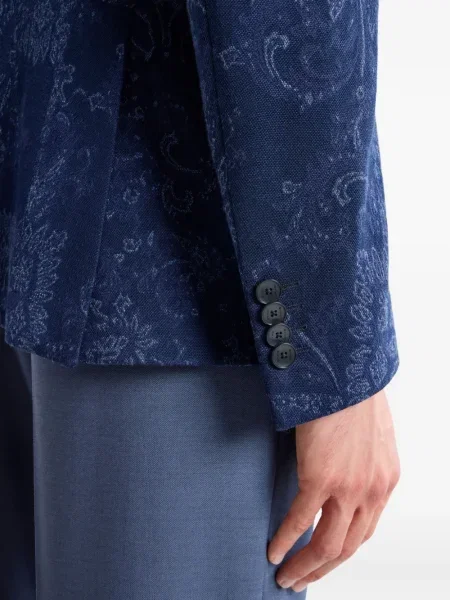 Geacă Etro cu model floral din jacard albastru
