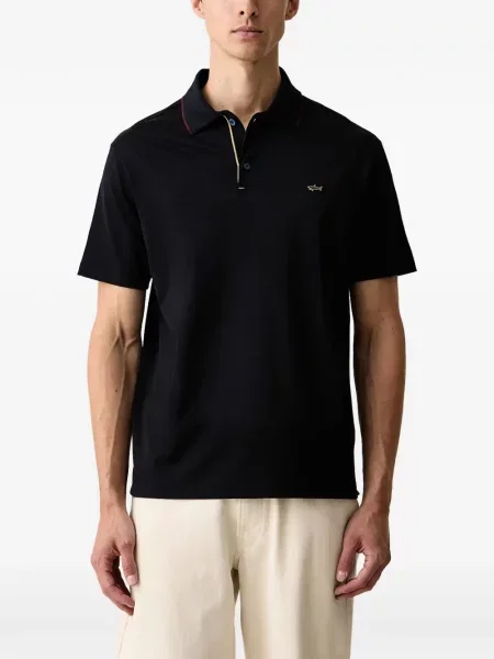 Scurt tricou polo Paul & Shark cu autograf negru