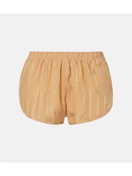 Pantaloni scurți Gucci de mătase bej