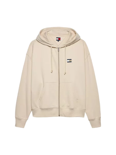 Bluza z kapturem Tommy Jeans z kapturem klasyczna beżowa