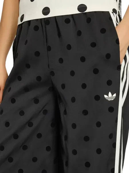 Szatén pöttyös futó nadrág Adidas fekete
