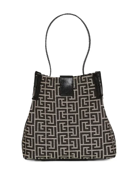 Geantă bucket Balmain din jacard negru