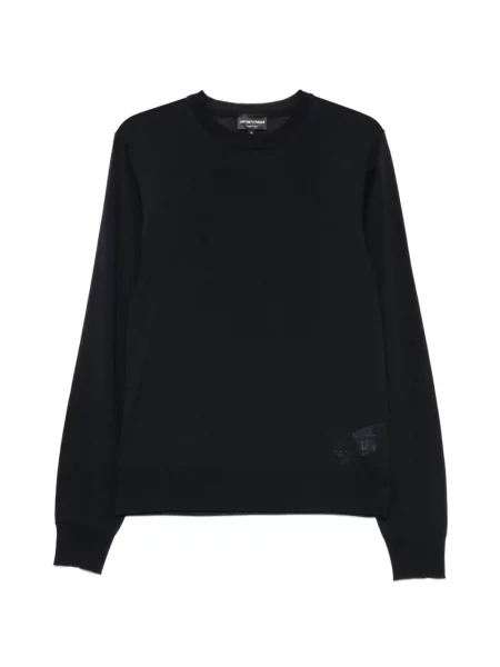 Pulover Emporio Armani cu decolteu rotund albastru