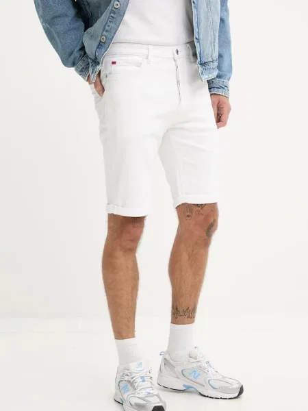 HUGO pantaloni scurti jeans barbati alb