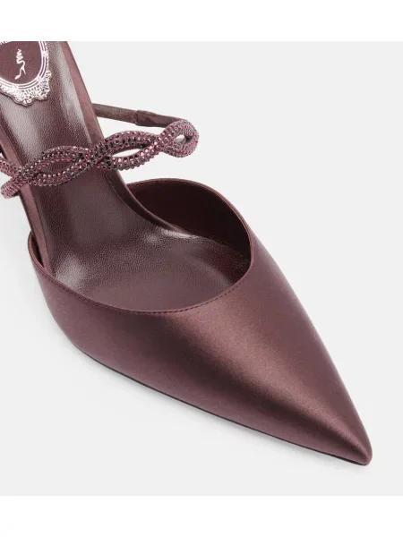 Papuci tip mules Rene Caovilla din satin maro