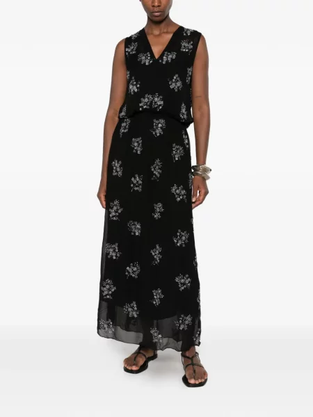 Rochie maxi Antik Batik cu model floral negru