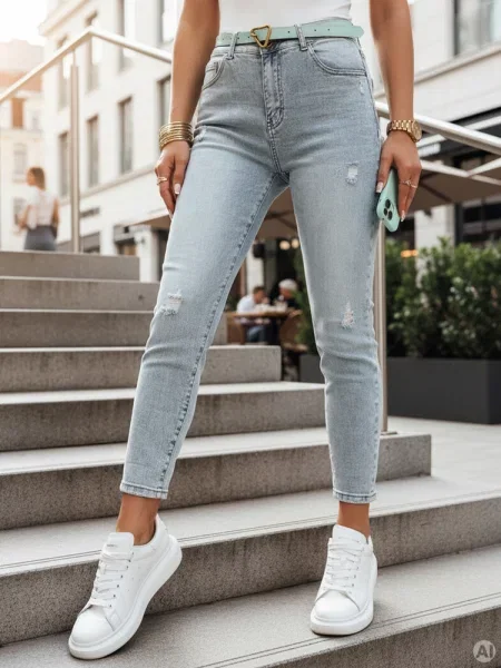 Spodnie jeansowe slim fit STEFANIA Dstreet niebieskie