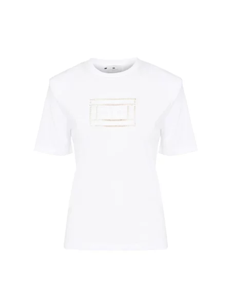 Koszulka Elisabetta Franchi casual w geometryczne wzory biała