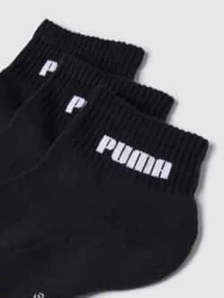 Krótkie skarpety z nadrukiem z logo w zestawie 3 szt. Puma czarne