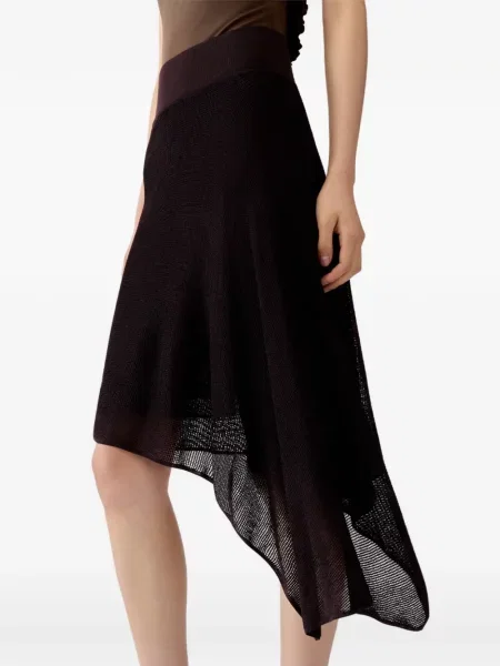 Fustă midi Jacquemus tricotate asimetrică maro